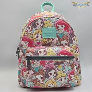 Loungefly Disney Chibi Princess Ariel Jasmine Belle Snow White Mini Backpack New
